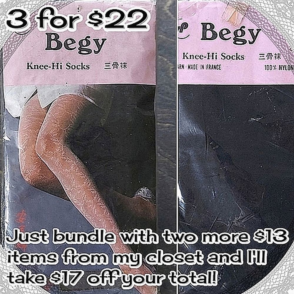 80s Deadstock black knee-high stockings